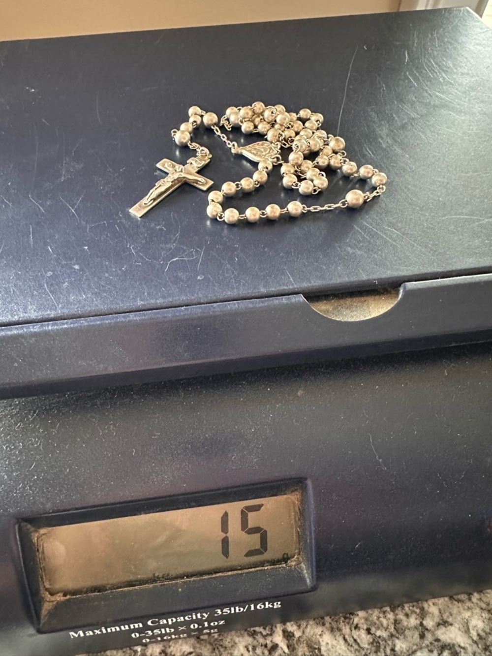 Sterling Silver 1930s Rosary Beads in matching Sterling Silver Floral Box 30gm - Picture 14 of 16